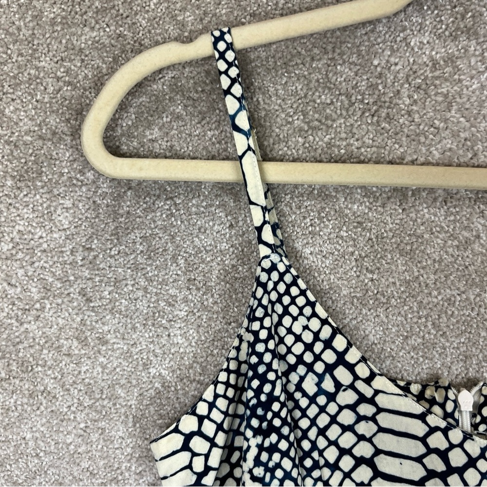 Bali Batiks Dress Womens Medium Blue White Sleeveless Beaded Rayon Zip- 9476* - Picture 4 of 13